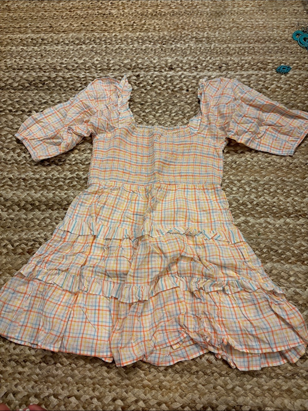 entro Pastel Plaid Smocked Mini Dress - Pink, Yellow, Blue